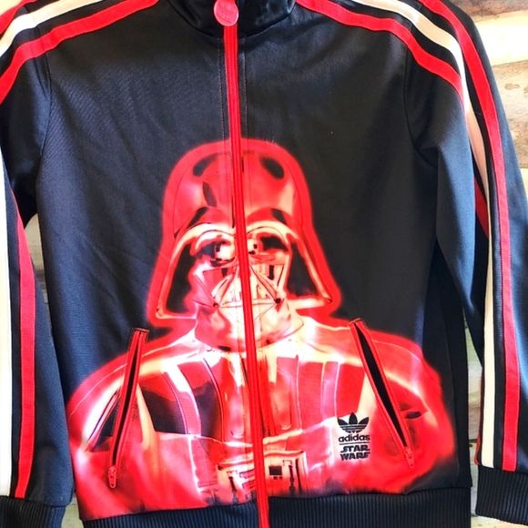 ADIDAS x STAR WARS Darth Vader Unisex Kids Teen Ltd Ed RARE Track Zip Up Jacket - Picture 5 of 16